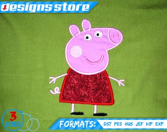 PEPPA pig APPLIQUE EMBROIDERY Design Machine 3 Sizes Best Quality For Girl George Pig ForBoy