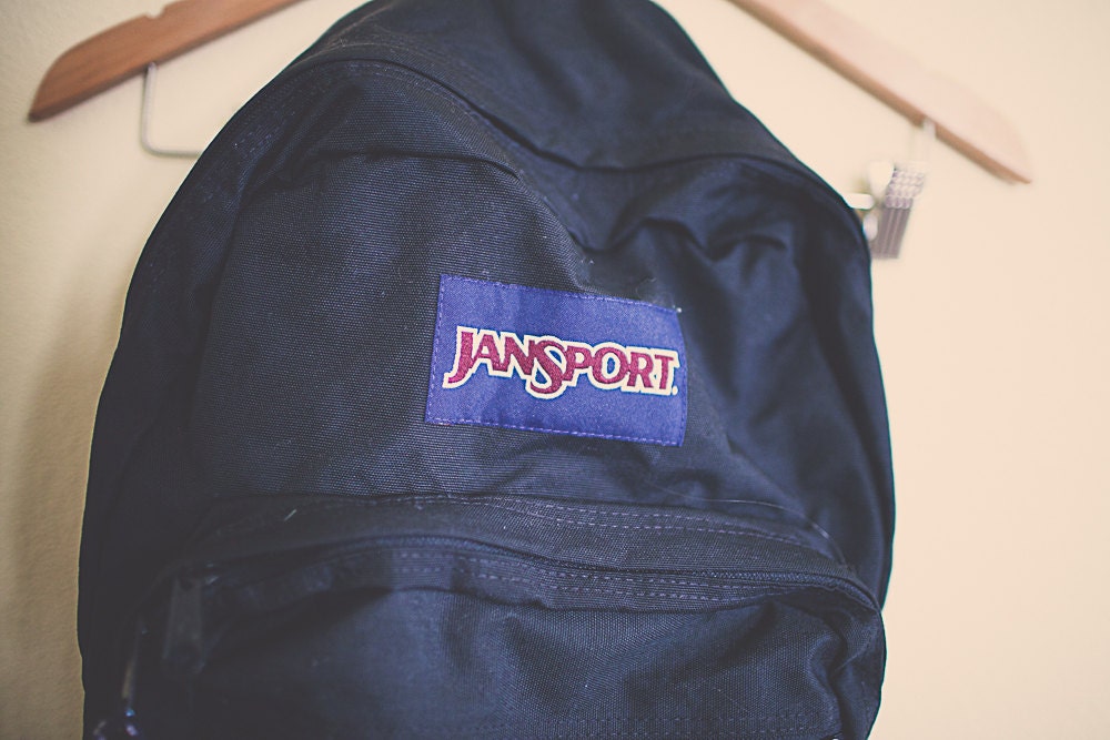 Vintage 90's Backpack Jansport Black Zipper Back Pack