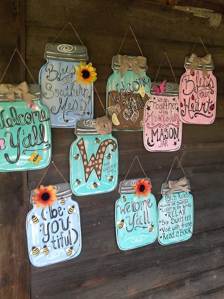 Mason Jar Door Signs by RagansOriginals on Etsy