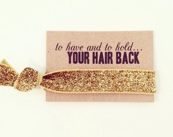 Bachelorette Party Favor | Gold Glitter Bachelorette Hair Tie Favors, Gold Glitter Sparkle Hair Tie Favor, Gold Bachelorette Hair Tie Favor