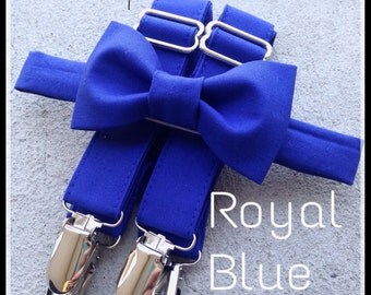 Royal Blue/ Horizon Bow Tie and Suspender Set for men, boys, toddlers, and babies. Sent 3-5 business days after you order