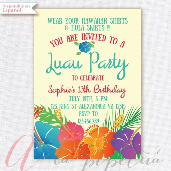 Luau Themed Invitations 8