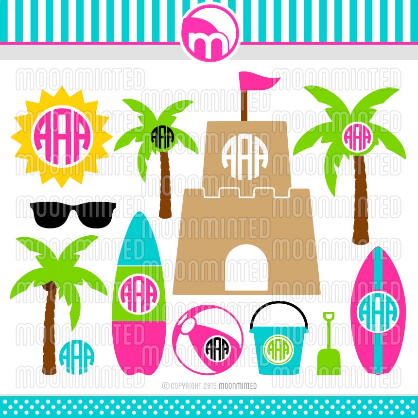 Download Summer Beach SVG Cut Files Monogram Frames for Vinyl
