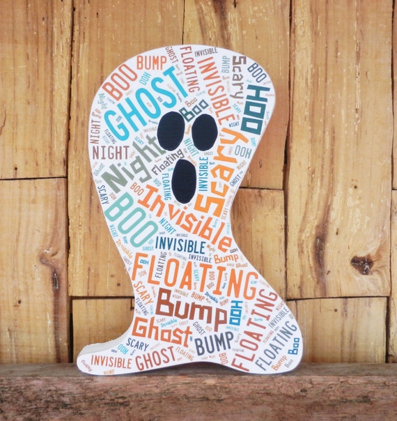 Items similar to SALE, Ghost Word Art wood sign, Halloween Decoration