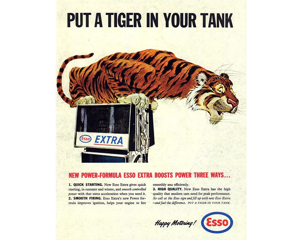 Esso Put a Tiger In your Tank Vintage Advertising Enamel Metal