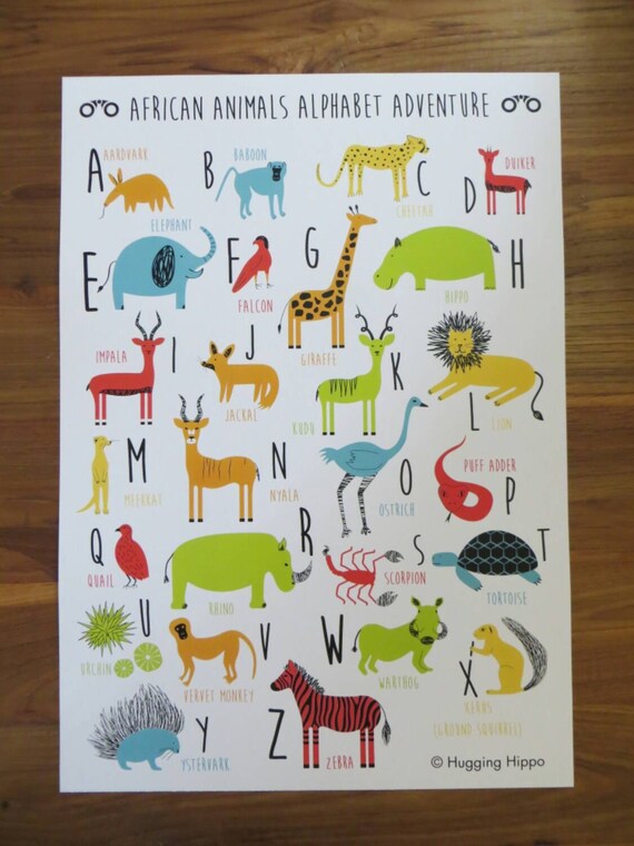 ABC... African Animals Alphabet Poster / Print by HuggingHippo