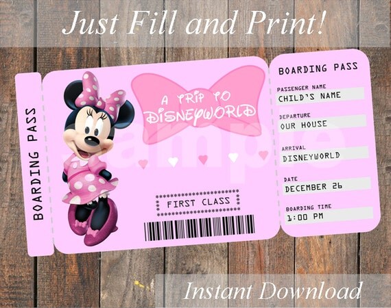 Printable Ticket to Disneyworld/Disneyland by KirstensKreation