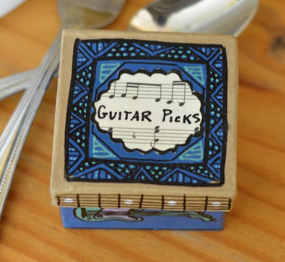 OOAK Guitar pick storage box item 0101157 by RoyStreetCraft