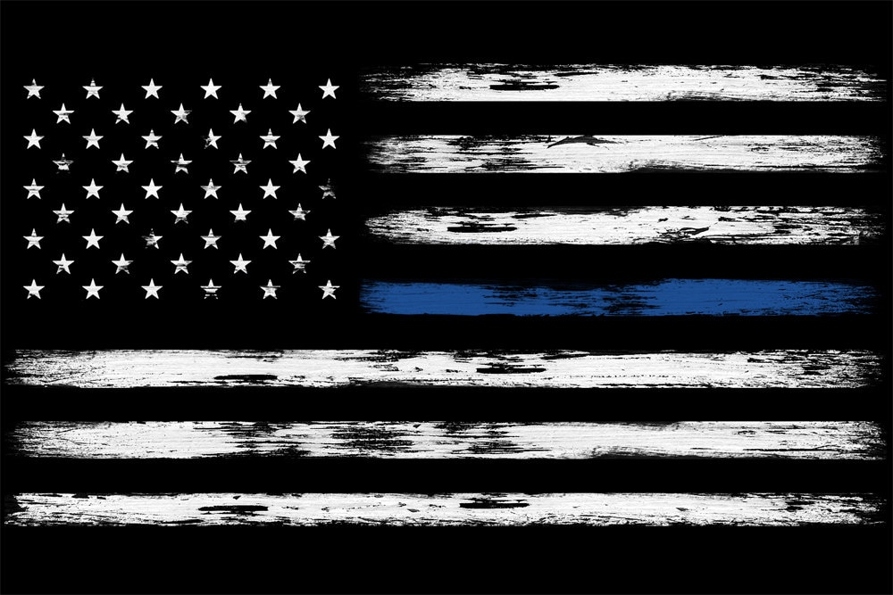 American Flag Blue Line GalleryWrapped Canvas by ZingaroStudios