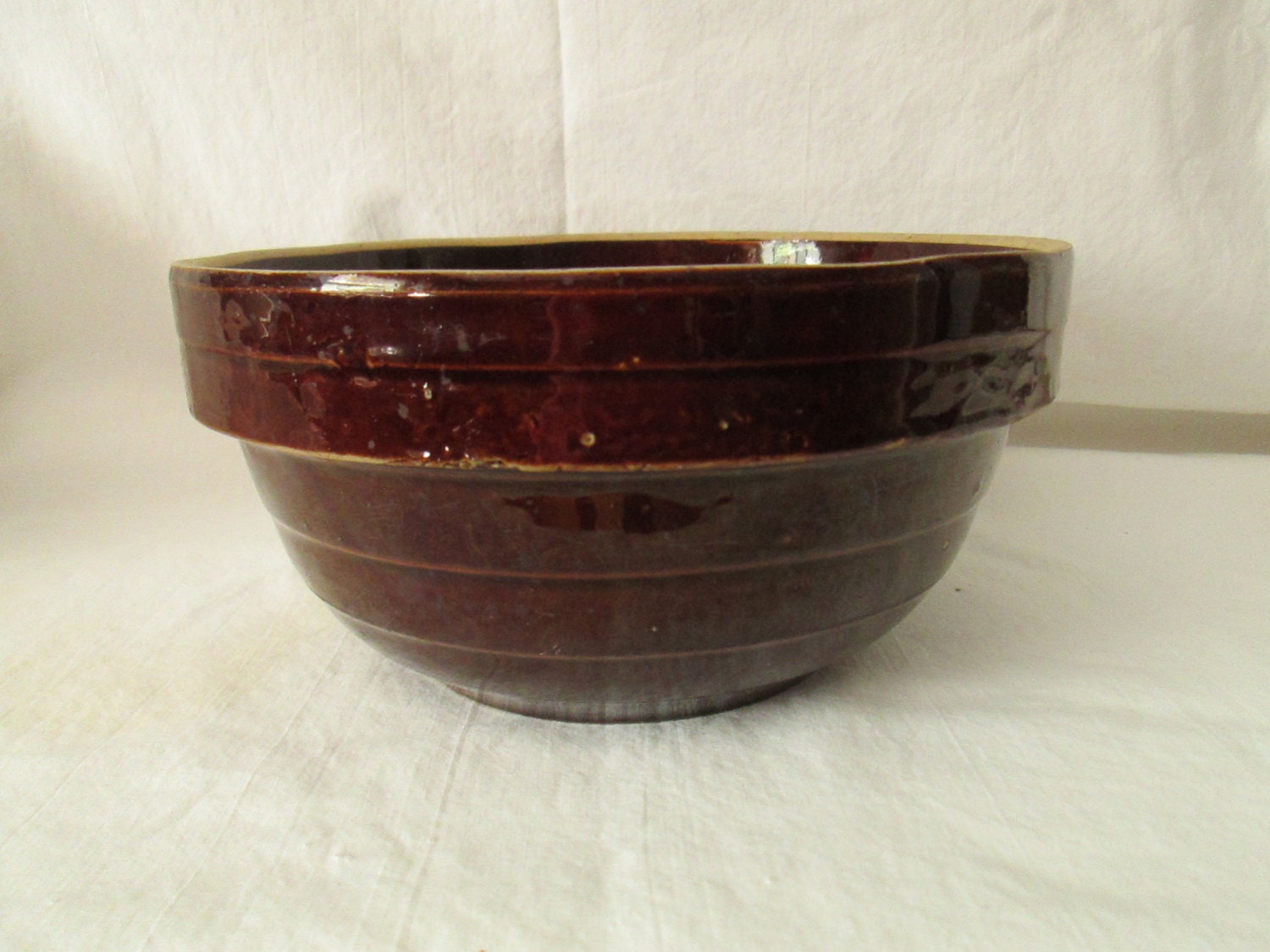 Antique Crock Mixing Bowl 9 USA Bowl Pottery