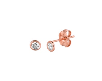 Diamond Bezel Studs, Diamond Bezel Earrings, 0.20 Carats Total Weight Diamond Stud Earrings, Set of Diamond Bezel Studs