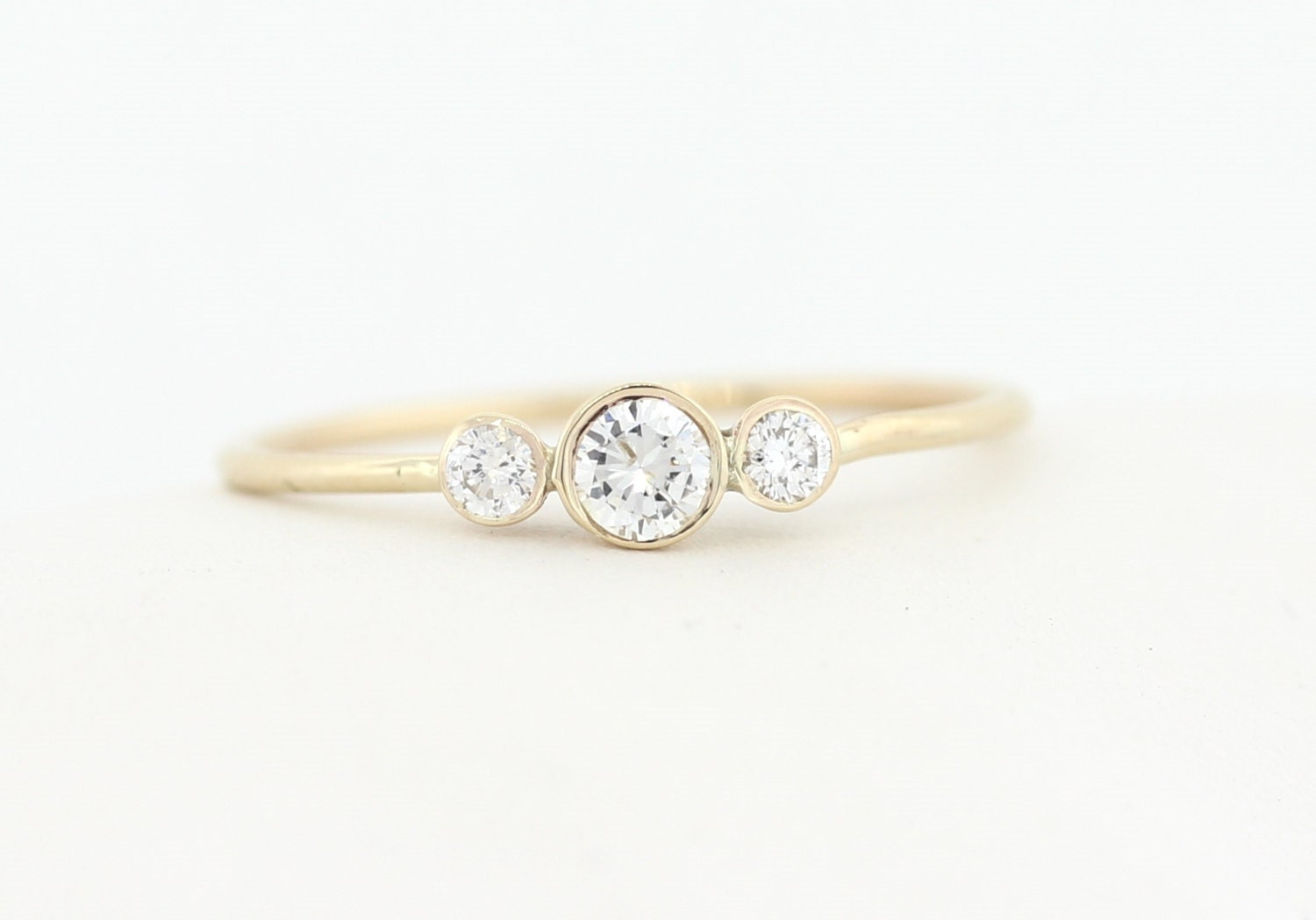 Bezel set engagement ring etsy