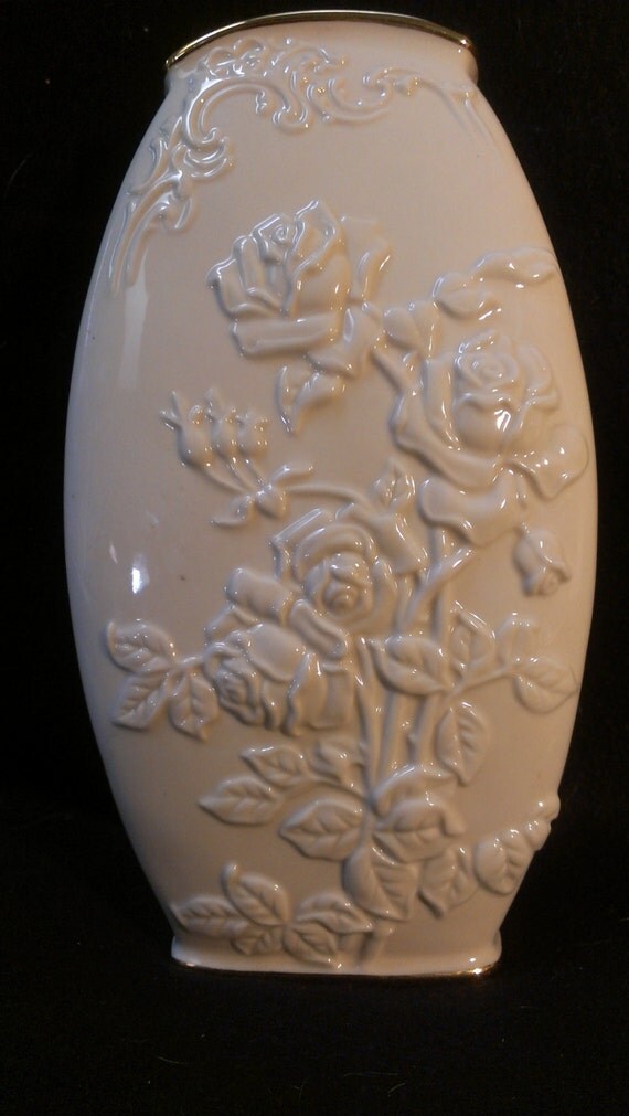 Lenox Rose Pattern Vase 10 by DigginThruTheAttic on Etsy