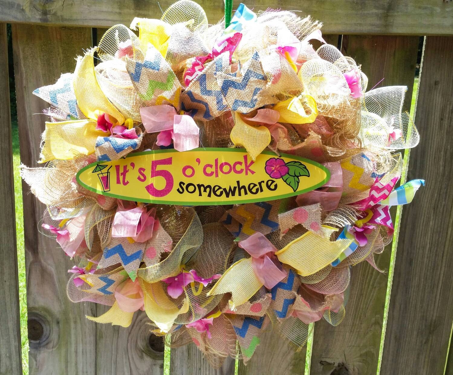 Summer Deco Mesh Wreath mesh door hanger party decoration