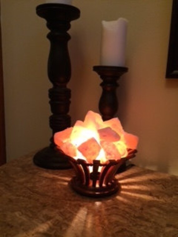 Himalayan Salt Rosewood Feng Shui Basket Lamp by WNYLifeCoaching
