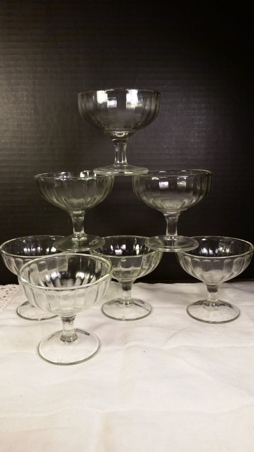 Libbey Dessert Glasses Set of 7 Vintage Footed Pedestal Clear