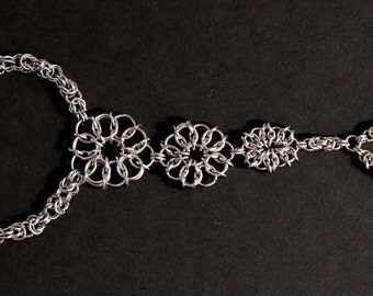 Chainmail Celtic and Byzantine Handflower Rennaissance Festial RennFaire Body Jewelry
