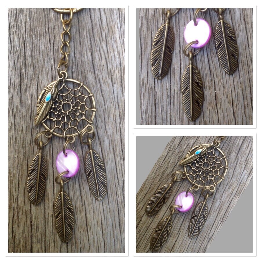 Vintage Style Antique Alloy Metal Bronze Dream Catcher Keyring