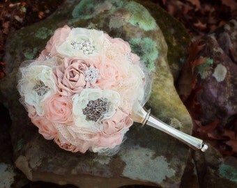 5 piece Wedding Bouquet Set | Bridal Bouquet Set | Fabric Wedding Bouquet | Brooch Bouquet | Rustic Bouquet Set | Bridesmaid Bouquet Set