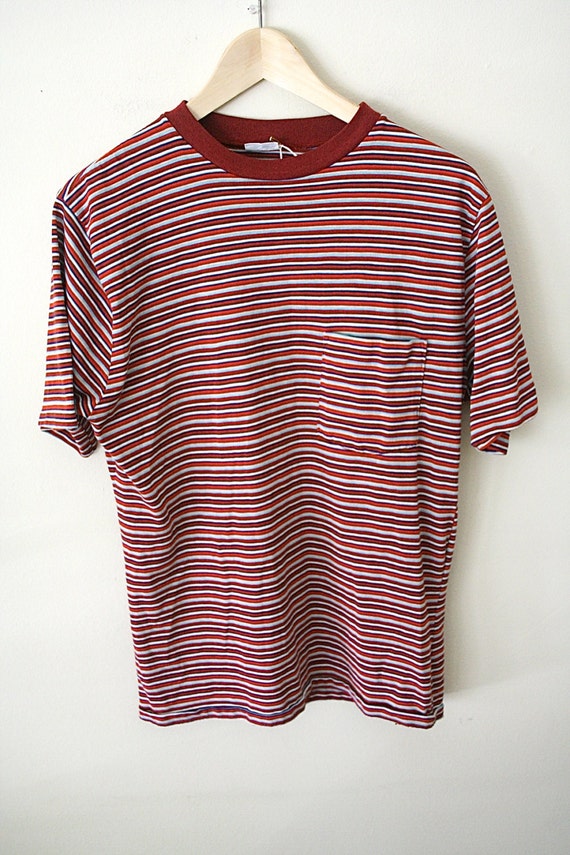 60s/70s Mens Soft Striped T Shirt Short Sleeve by DownHouseVintage