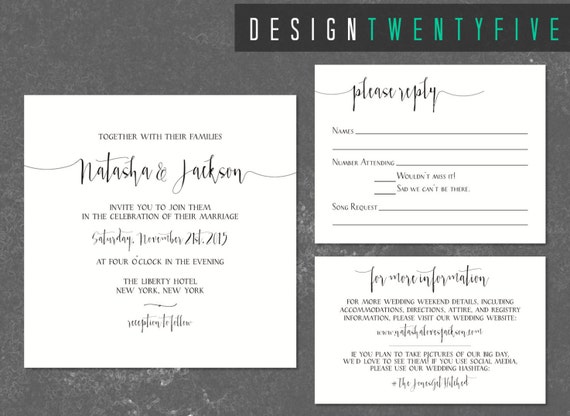 Printable Simple Black & White Wedding by designtwentyfive on Etsy