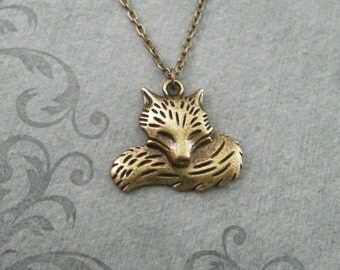 Fox Necklace Bronze Fox Jewelry Brass Fox Pendant Necklace Fox Charm Necklace Animal Jewelry Bridesmaid Necklace Fox Gift Animal Necklace