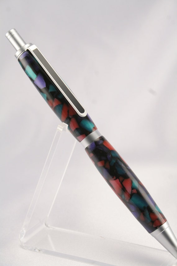 Pen Custom Pen Click Pen Stained Glass Pen Brushed by GoodNewsPens