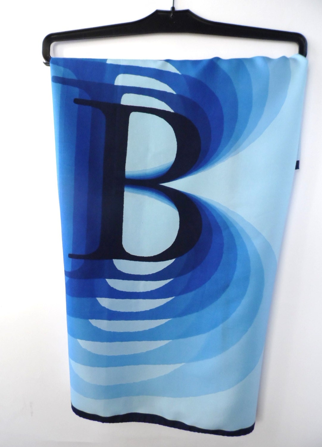 Letter B Scarf Vintage Blue Scarf Retro Pattern Scarf Shades Of Blue ...