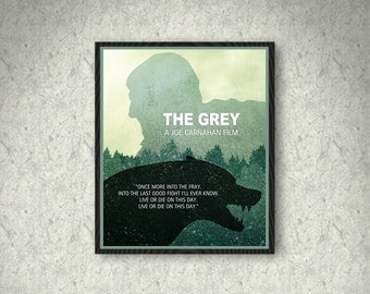 The Grey Minimalist Movie Poster Print, The Grey Poster, Home Decor, Print Art Poster