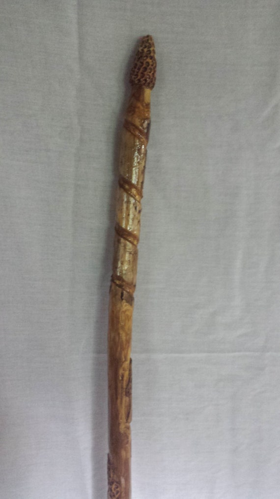 Handcarved 59 Morel Mushroom Walking Stick 38