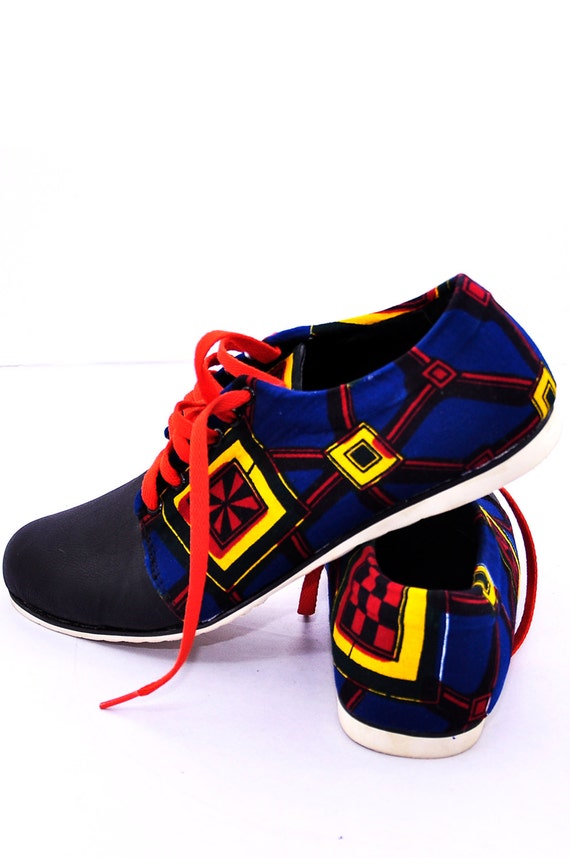 Blue Wax print shoe, Ankara print Man's shoe