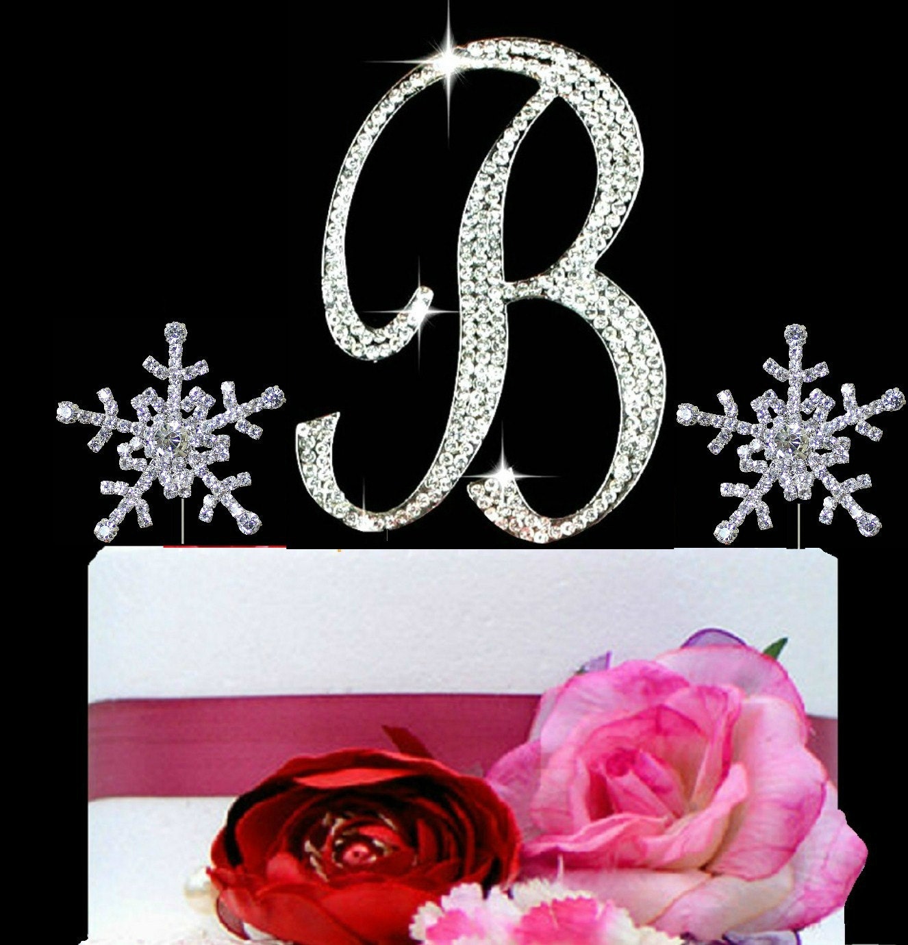 Large Monogram Letter B OR A Cake Topper In Rhinestones