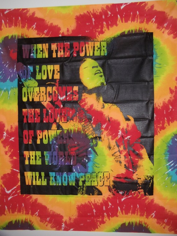 Jimi Hendrix Power Of Love Tie Dye Tapestry 60s Wall 