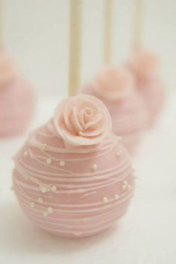 Pink Drizzle Cake Pops with Edible Rose