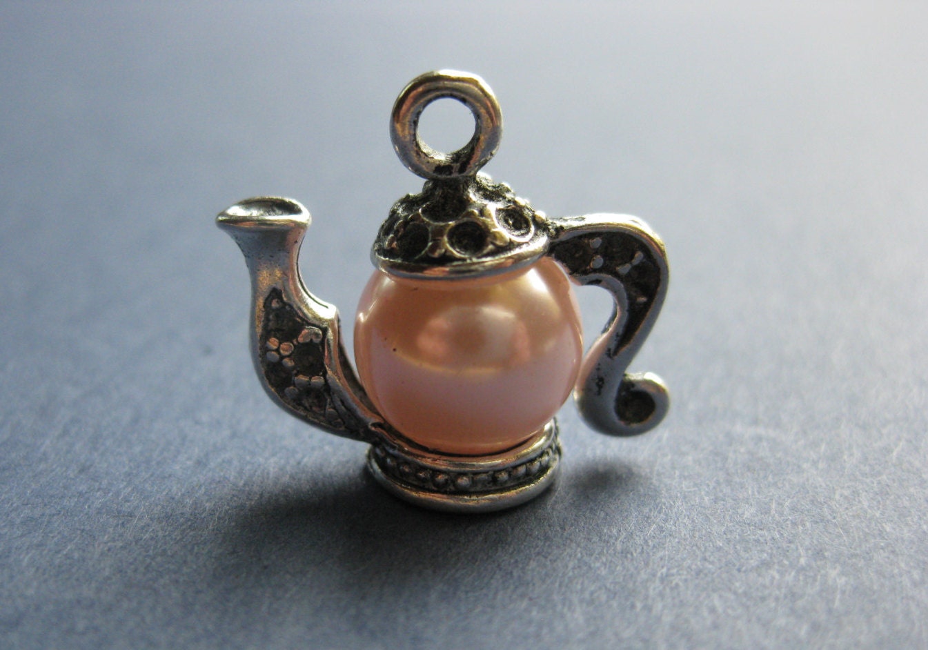 4 Pearl Teapot Charms Pearl Teapot Pendant Teapot Charm