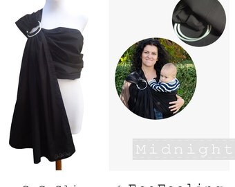 GuGaSling Midnight/Baby sling ring/Baby wrap/Baby carrier/Cotton/Black/Gift bag