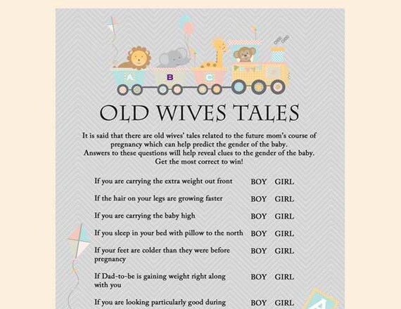 old wives tales baby gender game baby by MagicalPrintable on Etsy