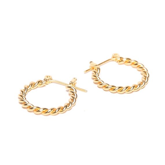 Items similar to Braided Small Hoop Earrings Gold hoops, Braid