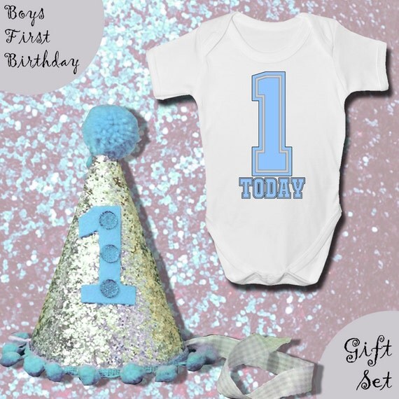 Baby BOYS FIRST BIRTHDAY Gift Set Baby Grow With by LulahBlu