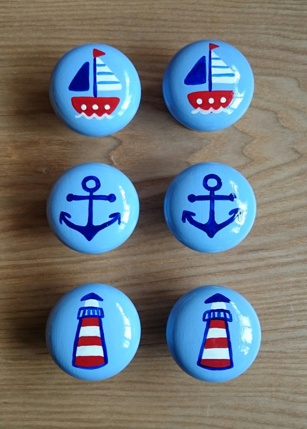 Handpainted Nautical Cupboard Door Knobs by LittleBugCrochetCo