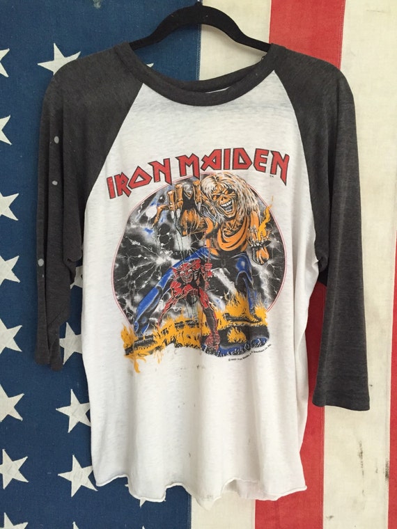 Iron Maiden shirt band t-shirts 1982 concert tee heavy