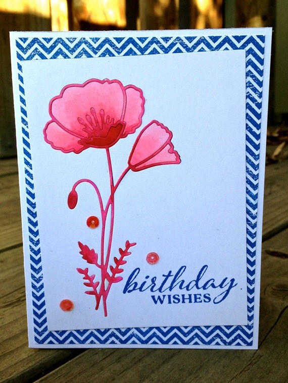 Beautiful Poppy Birthday Card with trendy by mypaperepiphany