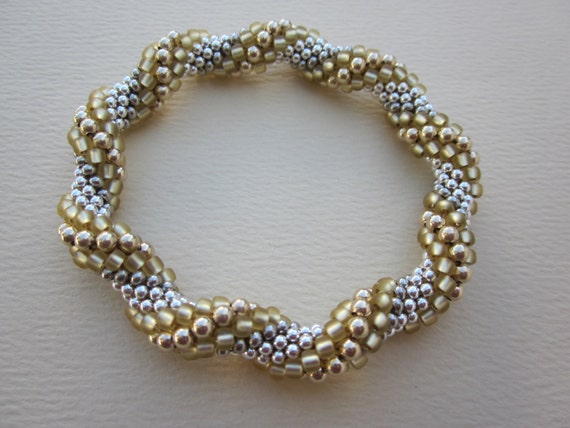 spiral sterling and gold-filled bead crochet by beadsinrhythm