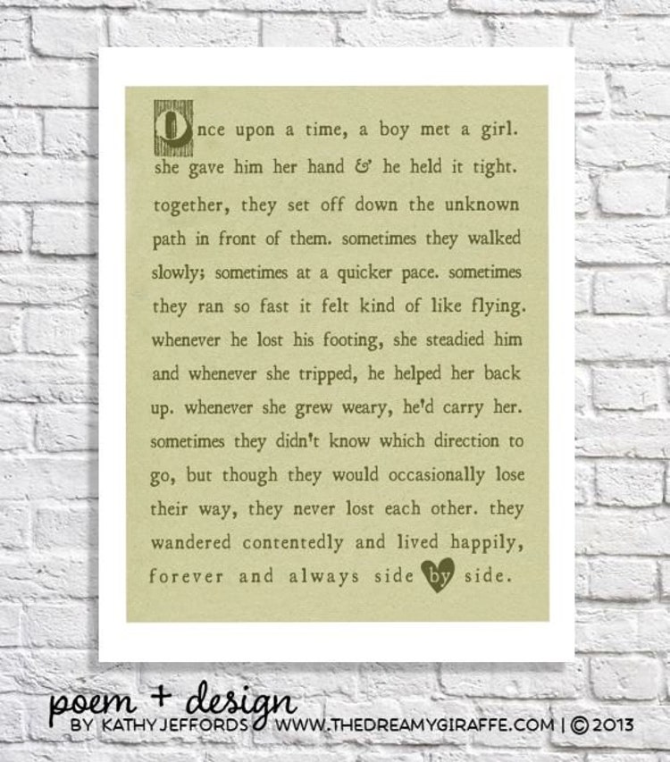 Love Poem Print Unique Wedding Gift For Couple by thedreamygiraffe