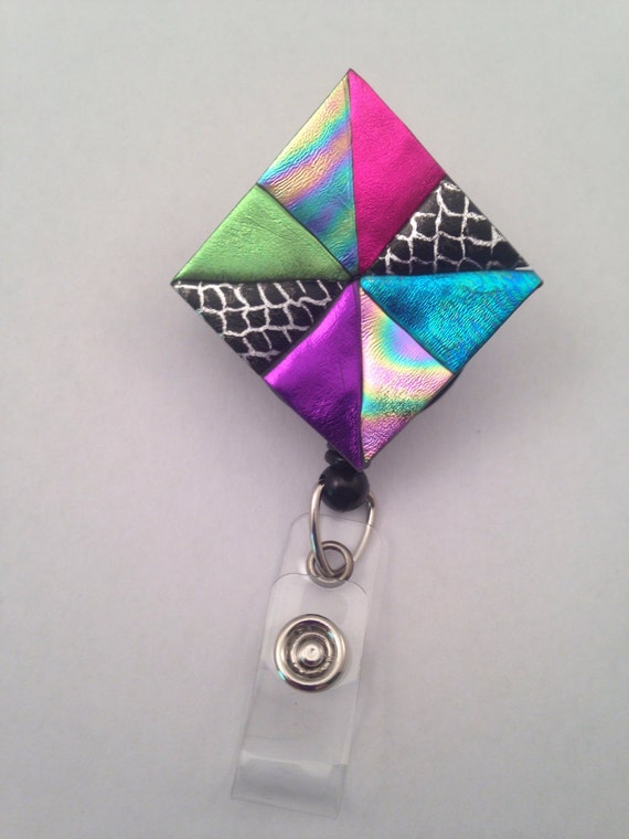 quilt-retractable-id-badge-holder-by-patchworkpeoplepins-on-etsy