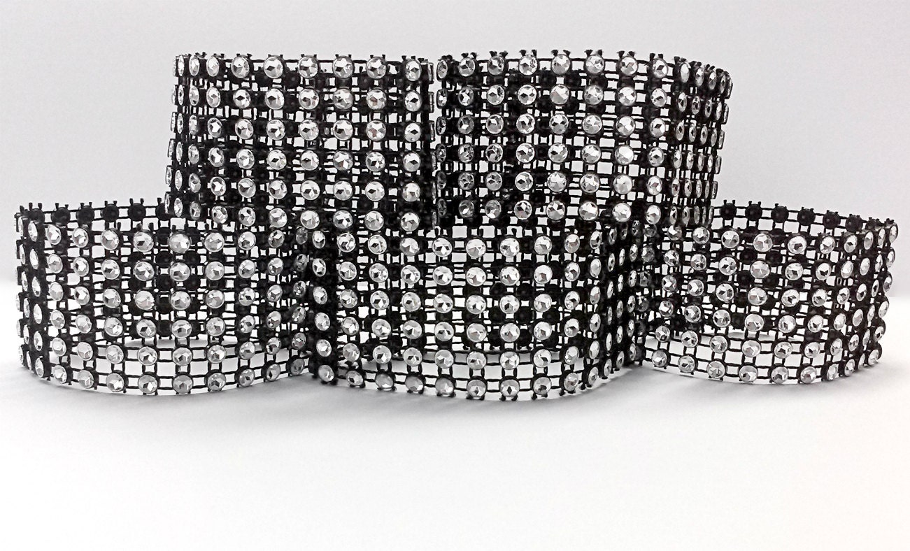 Black Silver Napkin Rings Black Napkin by WeddingStuffNThings