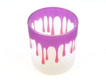 Dripping - Lowball Tumbler Glass - Frosted Style - Etched and Painted Glassware - Custom Made to Order
