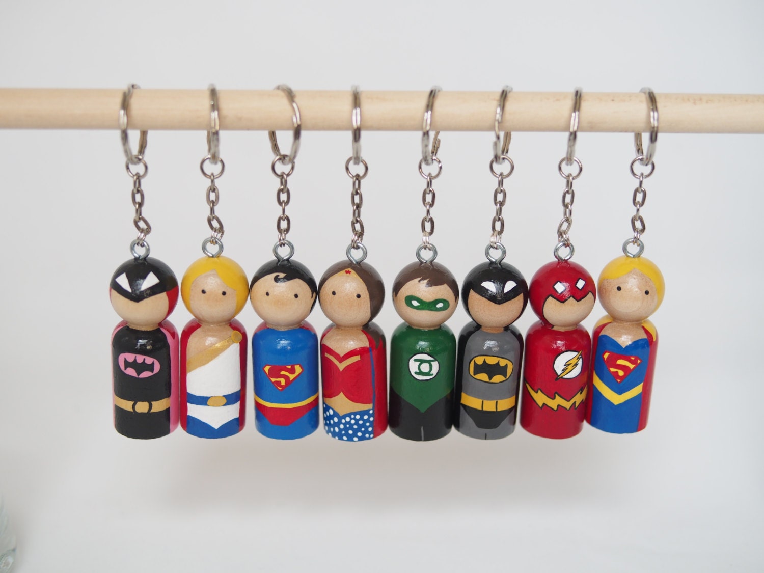 Superhero Peg Dolls // Superhero Keychains // Superhero Zipper