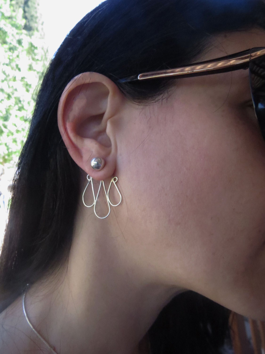 Ear jacket earrings sterling silver front back earrings