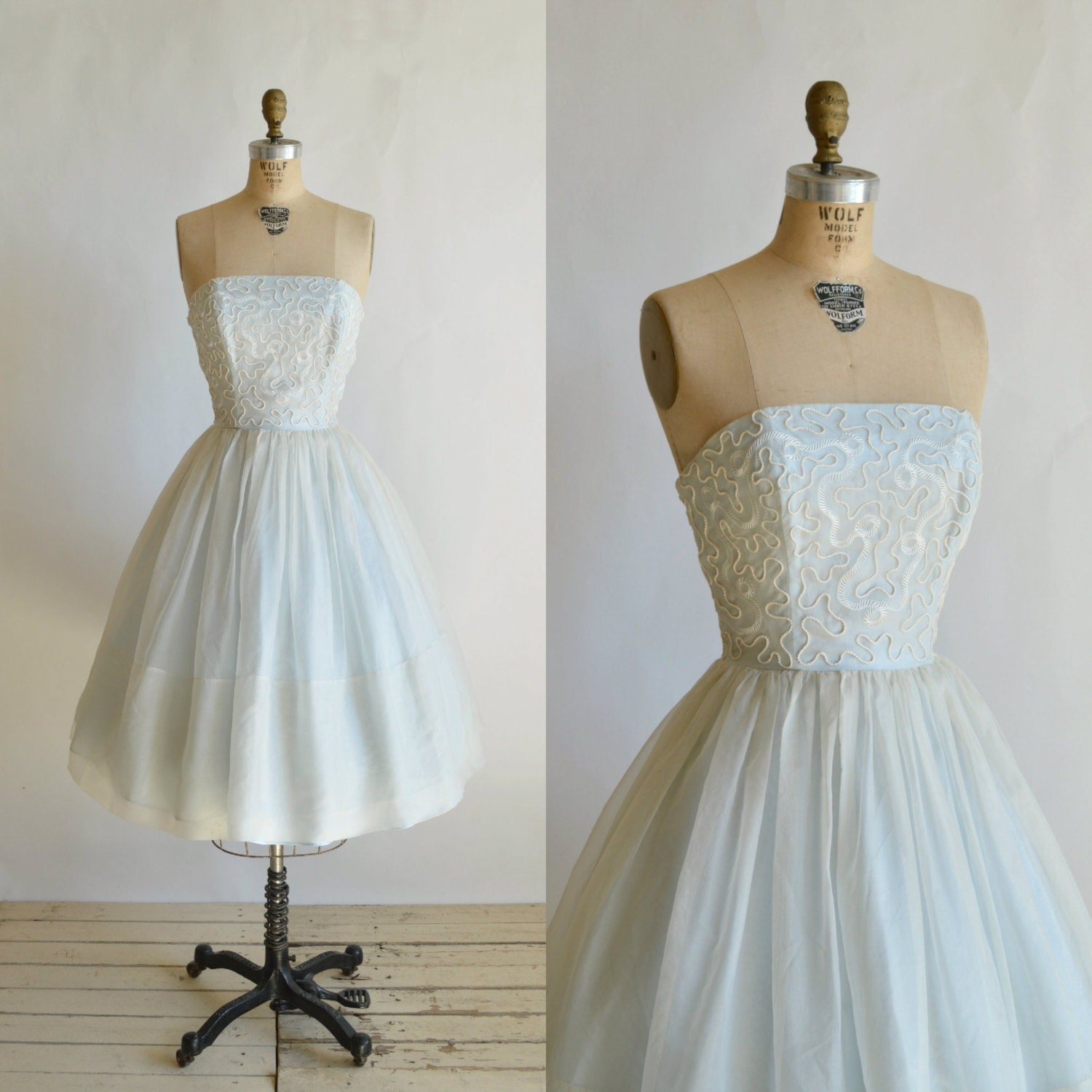 1960s Prom Dress Vintage Blue Cotillion Dress